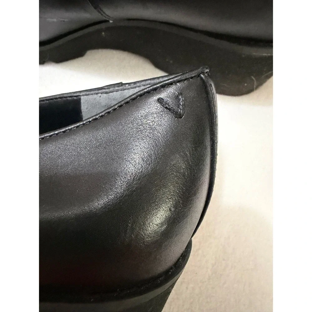 Vionic Willa Wedge Loafers Womens 9 Black Water Repellent Leather Lug